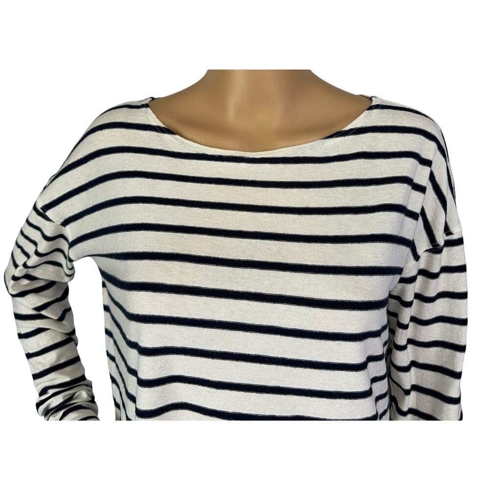 J. Crew Deck Striped Boatneck Shirt Navy White E1143 Size S - Picture 7 of 12
